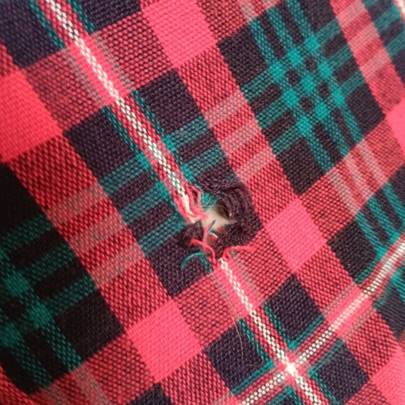 Vintage Mens Flannel Shirt XLT XL TALL 70's RED/GREEN ACRYLIC PLAID RELIC LOGGER - Picture 9 of 11